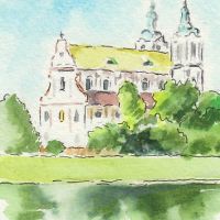 Akwarelowy Kraków 4x7cm Akwarela